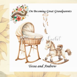Tarjeta de felicitación para bisabuelos - PERSONALIZADA - Recién nacido - Unisex - Felicidades por nacimiento - Antepasado - Matriarca - Patriarca - Bebé