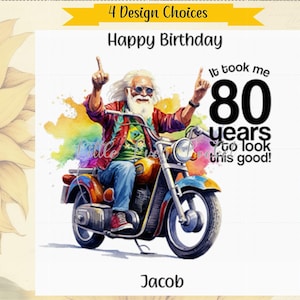 80.Geburtstagskarte-PERSONALISIERTE 80er Jahre-4 Design-Auswahl-Lustige Alterskarte-Wortspiel-Octogenari-80 Jahre-Groovy
