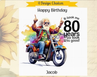 80th Birthday Card-PERSONALISED-Male 80th-4 Design Choices-Funny Age Card-Pun-Witty-Octogenarian-80 Years-Groovy Grandpa-Dad-Grandad-Old MAN