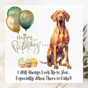 Tarjeta de cumpleaños de VIZSLA - Tarjeta de cumpleaños de Vizsla húngaro - Tarjeta de cupcake - Tarjeta de cumpleaños de perro divertido - Tarjeta de Vizsla - Tarjeta de cumpleaños para amantes de los perros - Vizsla húngaro