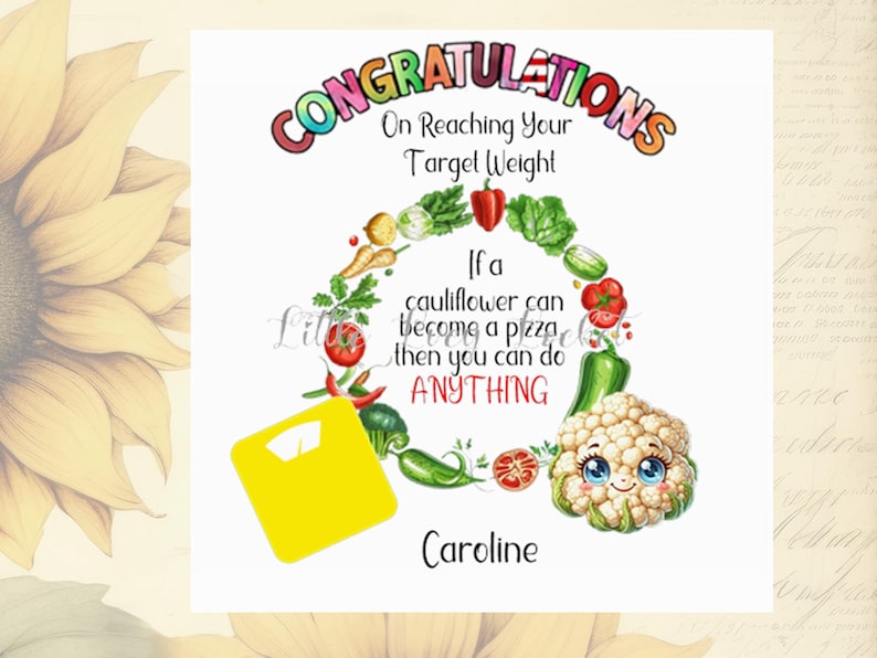 Slimmer's Card-congratulations-4 Design Choices--personalised-target ...