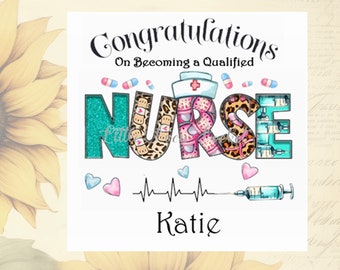 NURSE Congratulations Card-New Job-You Passed-Qualification-Nursing Exams-Good Luck-Newly QUALIFIED Nurse-Card for Nursing Qualifications
