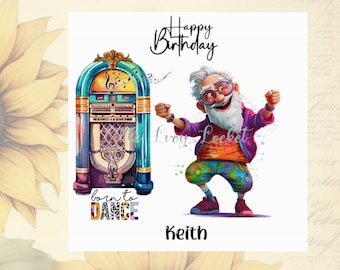 Tarjeta de cumpleaños personalizada para él: Abuelo bailarín divertido