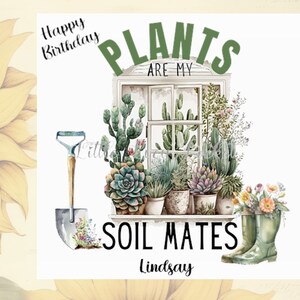 Las PLANTAS son mis compañeras del suelo - Tarjeta de cumpleaños personalizada - Plantas suculentas - Tarjeta para jardineros - Botas florales - Tarjeta de cumpleaños de jardinería con un juego de palabras - Peculiar