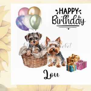 Yorkshire Terrier-PERSONALISIERT-Geburtstagskarte-YORKSHIRE TERRIER Geburtstagskarte-Terrier Geburtstagskarte-Yorkie Geburtstagskarte-Yorkies mit Geschenken