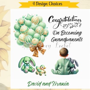 4 opciones de diseño: tarjeta para abuelos nuevos, personalizada, felicitaciones por el nuevo bebé, abuela, abuelo, abuela, nieto.