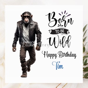 Carte d'anniversaire chimpanzé dans un bateau-personnalisé-kayak carte d'anniversaire chimpanzé-banana bateau-chimpanzé carte d'anniversaire-banane KAYAK-singe