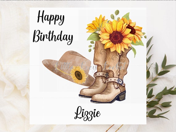 Biglietto Di Compleanno Per Marito "In The Garden" – Con Stivali Di Gomma E Annaffiatoi – Formato Maxi 16x23 Cm – Finitura Lucida E Dettagli Oro