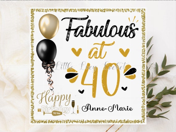40th Birthday Card PERSONALISED Fabulous at 40 Balloons and Message Fortieth Birthday Card Forty Keepsake Birthday Happy 40th 40 Year Old