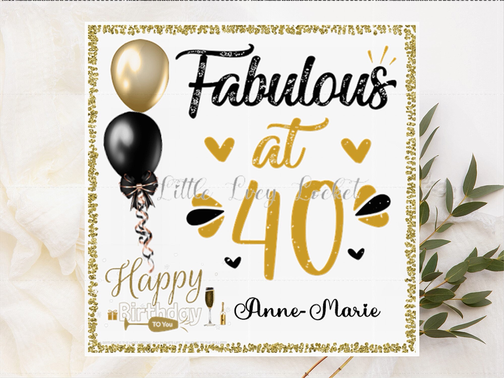 40th Birthday Card-personalised-fabulous at 40-balloons