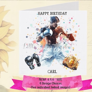 BOXING Geburtstagskarte-PERSONALISIERT-4 Design Auswahlmöglichkeiten-männlich Geburtstag-sportliche Geburtstagskarte für ihn-Boxer Geburtstagskarte-Mann Karte-Boxhandschuhe