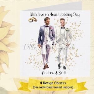 Mr & Mr WEDDING Card-PERSONALISED-Groom and Groom-Gay Wedding Day Card-4 Design Choices-Pair of GROOMS-Civil Partnership-Husband/Husband