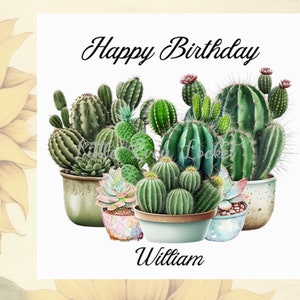 Carte d'anniversaire cactus-personnalisée-arrangement de cactus-plantes-carte d'anniversaire plante-carte d'anniversaire floral-carte d'anniversaire plante d'intérieur