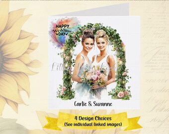 Mrs & Mrs HOCHZEITSKarte-PERSONALISIERT-4 Designauswahl-Braut-Gay Hochzeitskarte-Partner-Same Sex Ehe-Zwei Bräute-Glückwunsch