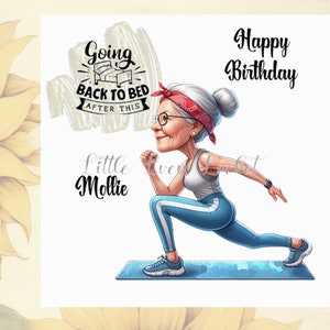 Yendo a casa a la cama-Tarjeta de cumpleaños PERSONALIZADA para ella-Tarjeta ingeniosa-Tarjeta de gimnasio con humor-Juego de palabras para mujer-Tarjeta divertida para mujer mayor-Cama