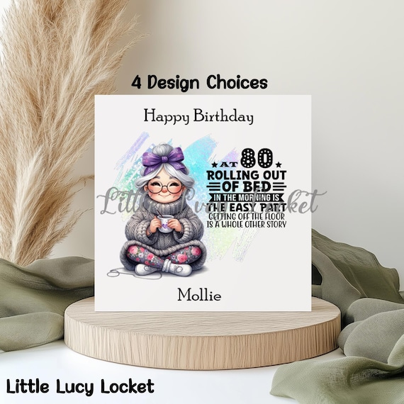 Biglietto d'auguri per l'80° compleanno: 6 opzioni di design, personalizzato, divertimento per anziani, traguardo, ottant'anni, nonna, mamma, nonnina - Italia
