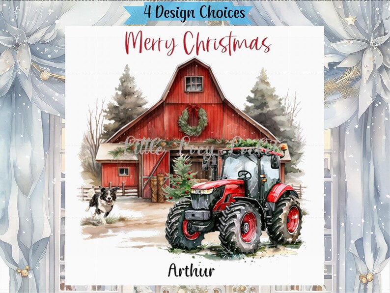TRACTOR Christmas Cardpersonalised4 Design Choicesfestive Farmxmas