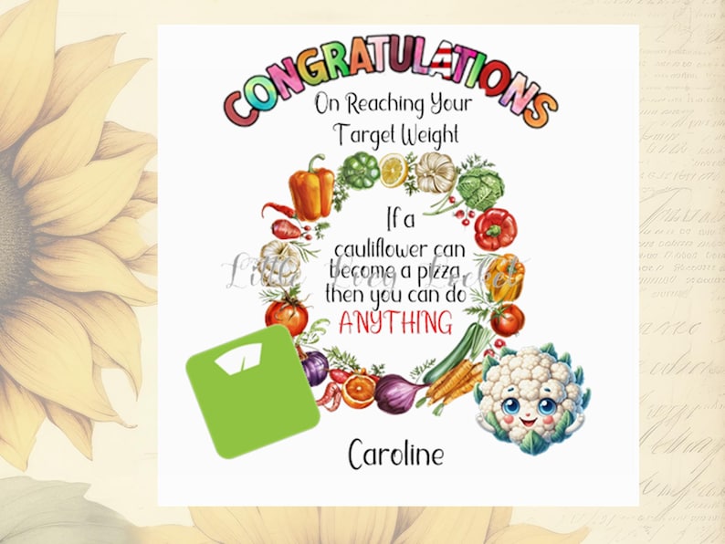 Slimmer's Card-congratulations-4 Design Choices--personalised-target ...