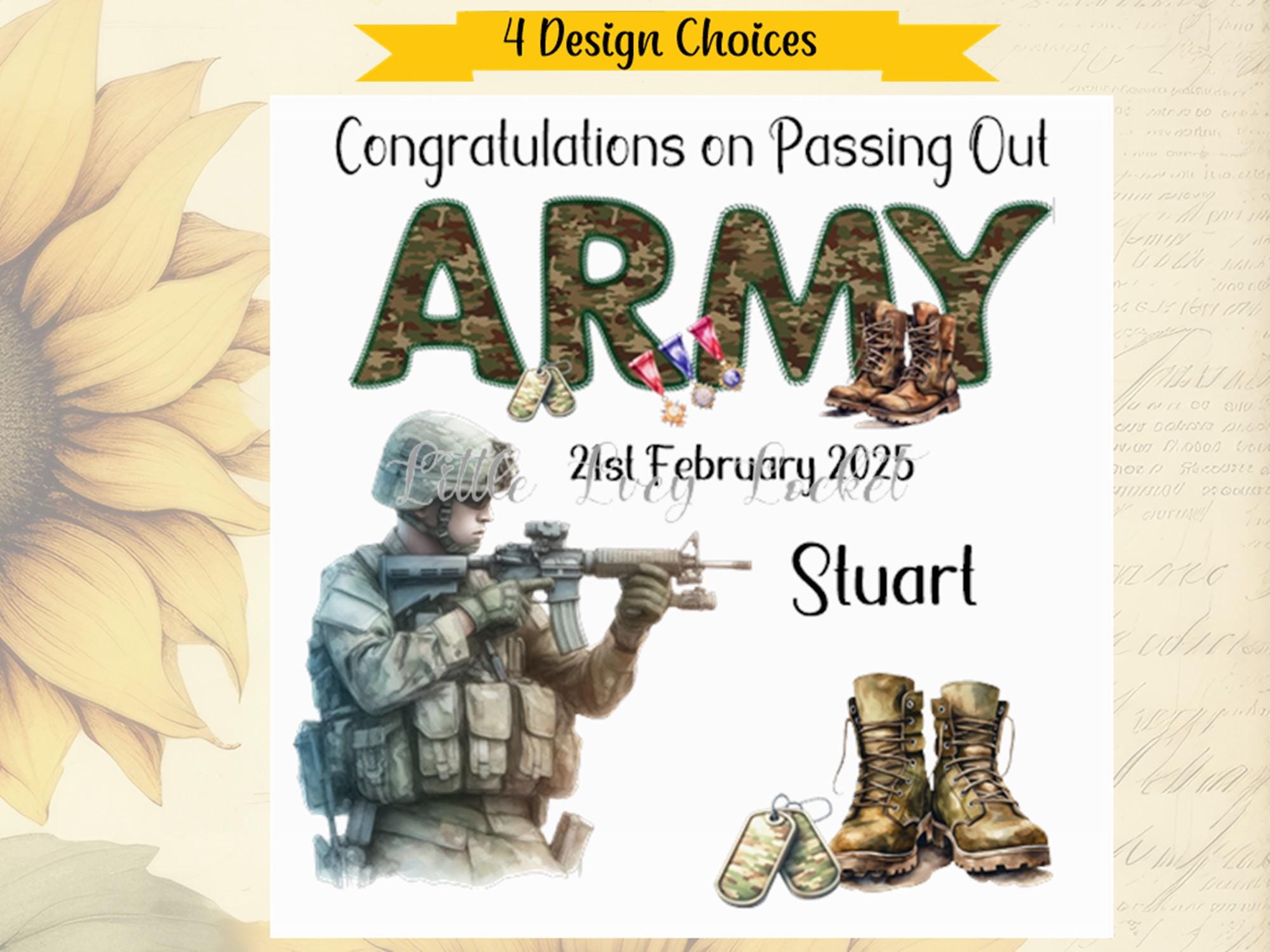 ARMY Passing Out Card-PERSONALISED-4 Design Choices-Celebration-Military-Soldier-Ceremony-Congrats-Regimental-Platoon-Armed Forces-Squaddie
