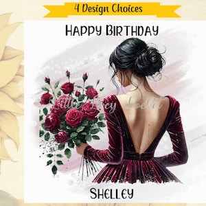 4 choix de modèles - Carte d'anniversaire FEMME-Personnalisée-Fille avec des fleurs-Fille-Ami-Sœur-Femme-Maman-Tournesols-Roses-Carte d'anniversaire florale