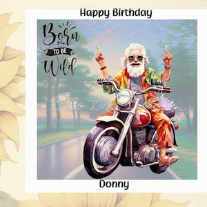 Carte d'anniversaire motard amusante pour lui, carte personnalisée, humour, sage, drôle de jeu de mots, carte d'anniversaire homme drôle, homme plus âgé, papa, moto