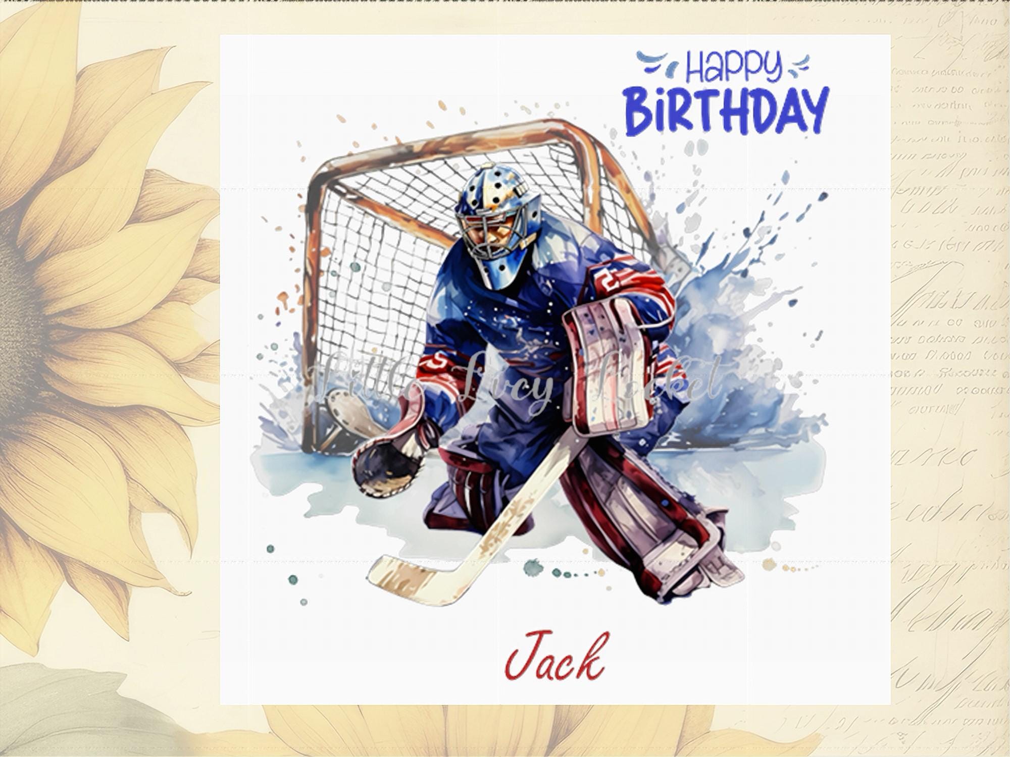Biglietto Di Auguri Di Compleanno Con Tema Hockey Su Ghiaccio - 150x150 Mm, Interno Vuoto, Per Lui E Lei, Stampato In Inghilterra Su Carta FSC