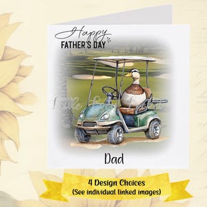 Tarjeta del Día del Padre con un PATO GOLFISTA - PERSONALIZADA - 4 diseños - Pato real jugando al golf - Tarjeta del Día del Padre con un animal - Tarjeta del Día del Padre con un golfista - Divertida