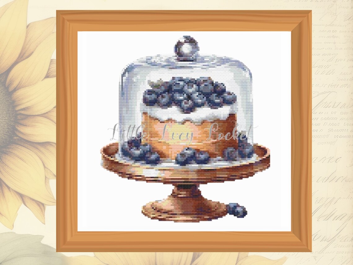 Blueberry Cake Cross Stitch Chart: Food Embroidery Pattern (PDF) - Etsy