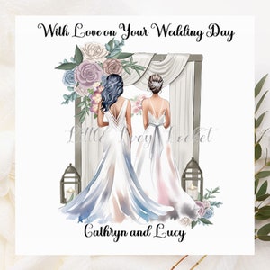 Mrs & Mrs HOCHZEITSKarte-PERSONALISIERT-Braut und Braut-Gay Hochzeit-Hochzeitskarte Named-Mrs und Mrs Card-Two Brides-Congratulations-Hers and Hers