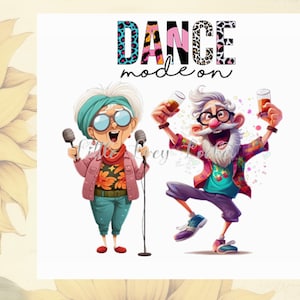Tarjeta en blanco - En modo baile - Pareja mayor bailando - Agradecimiento - Cumpleaños - Recupérate - Tarjeta de notas - Notita - Pareja bailando - Tarjeta de carta - Tarjeta para cualquier ocasión
