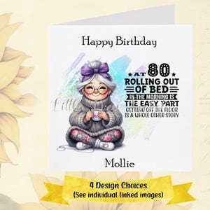 80e anniversaire carte-personnalisée-femme 80e-4 ans Design choix-drôle âge carte-jeu de mots-esprit-octogénaire-80 ans-humour-grand-mère-grand-mère-grand-mère-maman