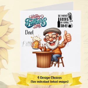 Tarjeta del Día del Padre con temática de cerveza - PERSONALIZADA - 4 opciones de diseño - Tarjeta para papá - Tarjeta del Día del Padre para bebedores de cerveza - Papá - Papá - Tarjeta divertida para papá