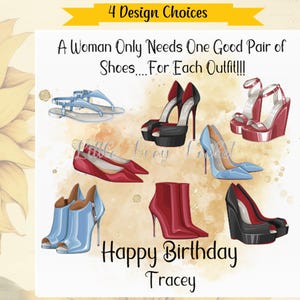 4 Design Auswahl-FUN Schuh Geburtstagskarte-PERSONALISIERT-Schuh Liebhaber Geburtstagskarte-Glam Schuh Karte-Female Geburtstag Schuh Karte-Schuhe Geburtstag