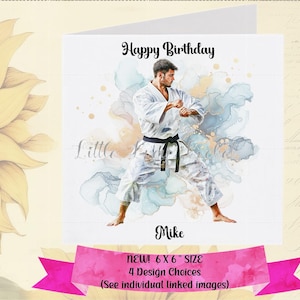 MARTIAL ARTS Birthday Card-PERSONALISED-4 Design Choices-Male Birthday-Sporting Birthday-Judo-Taekwondo-Karate-Self Defence-Jujitsu-Man Card