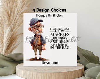 Födelsedagskort för man: 4 designalternativ, Kvickt, Humor, Skämt, Roligt, Senior, Man, Personligt