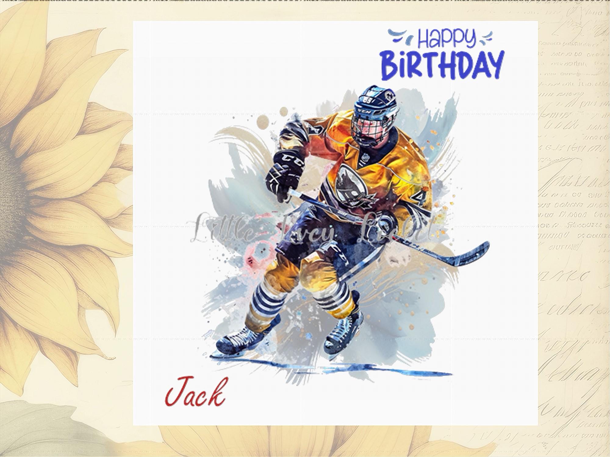Biglietto Di Auguri Di Compleanno Con Tema Hockey Su Ghiaccio - 150x150 Mm, Interno Vuoto, Per Lui E Lei, Stampato In Inghilterra Su Carta FSC