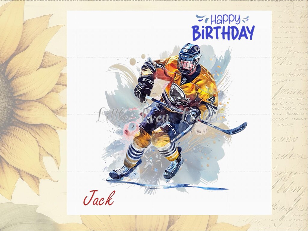 Biglietto Di Auguri Di Compleanno Con Tema Hockey Su Ghiaccio - 150x150 Mm, Interno Vuoto, Per Lui E Lei, Stampato In Inghilterra Su Carta FSC