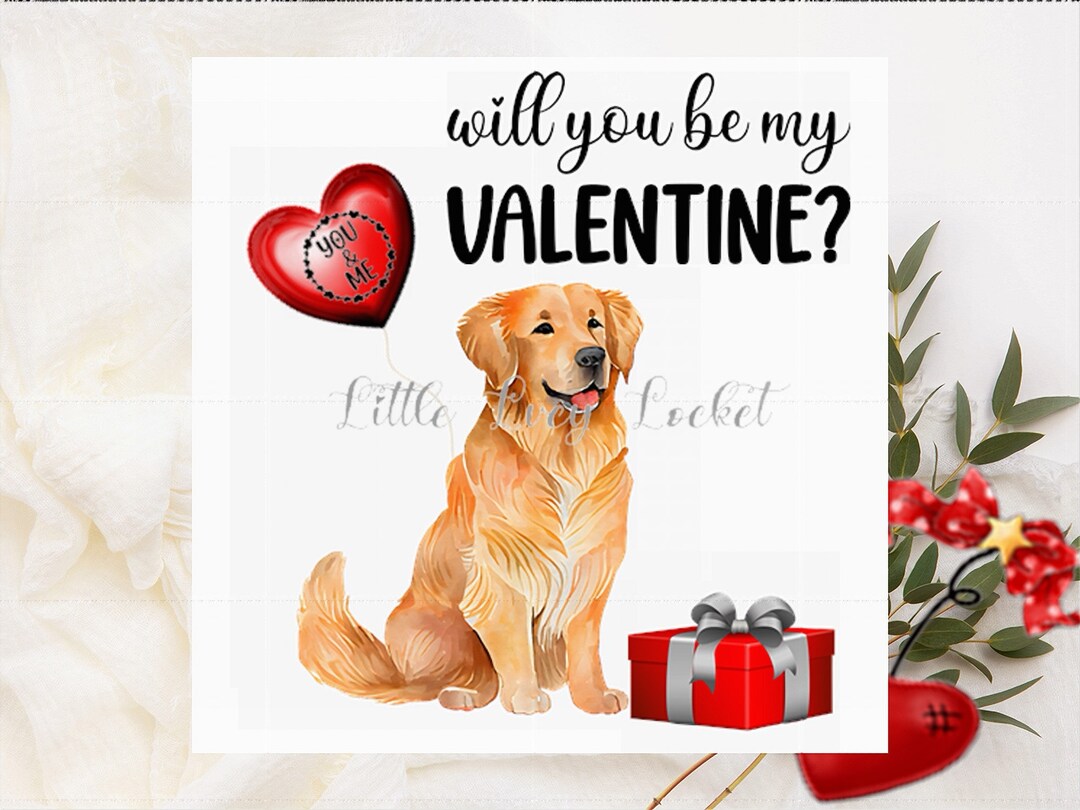 Golden Retriever Valentine's Day Card-golden RETRIEVER - Etsy