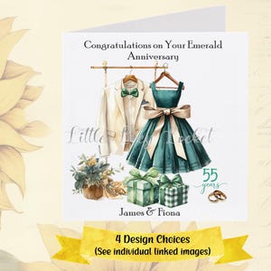 Tarjeta de aniversario de bodas ESMERALDA - PERSONALIZADA - 4 diseños a elegir - 55.º aniversario - Boda Esmeralda - Tarjeta de aniversario de bodas de moda para él y para ella