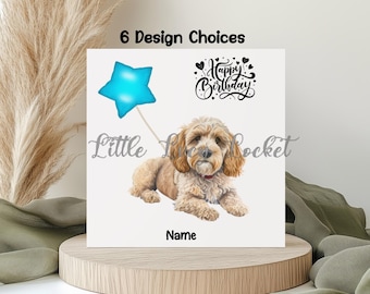 Cockapoo Birthday Card: 6 Design Choices, Personalised, Pet Parent, Dog Breed, Balloon, Cockerpoo