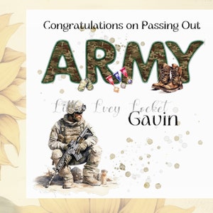 Tarjeta de Graduación del EJÉRCITO - PERSONALIZADA - Celebración - Tarjeta Militar - Ceremonia de Graduación de Soldado - Felicitaciones - Regimiento - Pelotón - Fuerzas Armadas