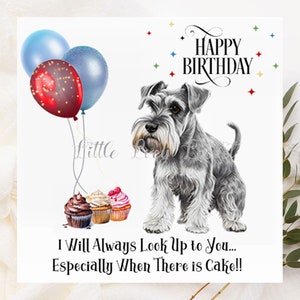 SCHNAUZER Birthday Card-Card for Dog Lover-MINIATURE Schnauzer Card-Dog Themed Birthday Card-Schnauzer with Balloons-Mini Schnauzer Card