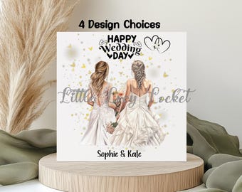 Mrs & Mrs HOCHZEITSKarte-PERSONALISIERT-4 Designauswahl-Braut-Gay Hochzeitskarte-Partner-Same Sex Ehe-Zwei Bräute-Glückwunsch