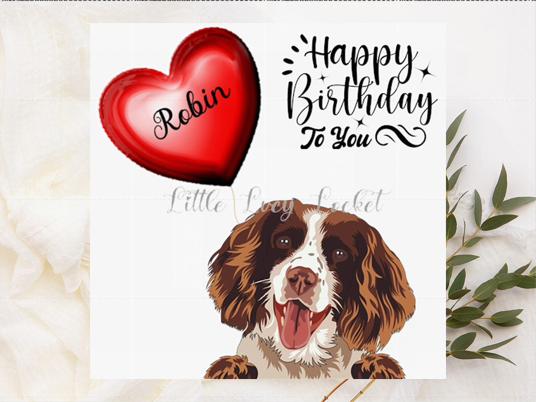 Personalized Springer Spaniel Birthday Card: Dog With Balloon - Etsy, image size:1080x810