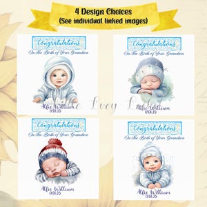 Tarjeta para un nuevo NIETO - PERSONALIZADA - 4 diseños a elegir - Tarjeta de felicitación para los abuelos - Bebé recién nacido - Niño - Tarjeta para bebé - Abuela - Abuelo - Nana