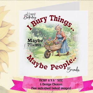 Tarjeta de cumpleaños de JARDINERÍA - PERSONALIZADA - 6 diseños a elegir - Tarjeta divertida para ella - Cumpleaños de broma - Tarjeta de humor para mujeres - Jardinera - Dedos verdes - Tarjeta divertida