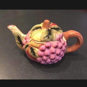 Vintage 1980s Style Eyes Teapot • Baum Bros. • Chinese China • Fruit Design • Home Decor • Dinnerware
