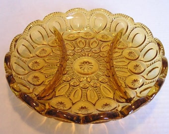 Vintage 2 Moon & Stars RARE Relish Plates <> 3 Part Relish Plates <> Amber Color <> 1960s Mid Century Modern <> GREAT CONDITION