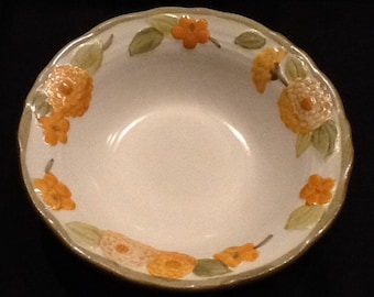 Vintage 1960s Metlox “Poppytrail” 6.5” Bowl • Sculptured Zinnia Dish • Mid Century China • Home Decor