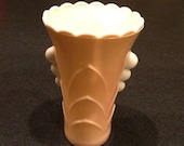 Vintage Fire King Vitrock Vase Fired-On RARE Peach Color Three Tiny Handles 1950 39 s GREAT CONDITION